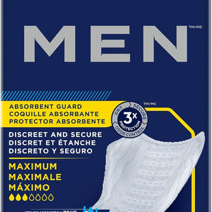TENA Men Maximum Absorbent Bladder Control Pads, 9.9" Length, Pack of 20
