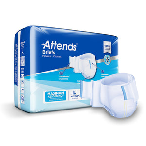 Attends DDA30 Unisex Incontinence Brief, Large, Disposable, Heavy Absorbency, Pack of 24