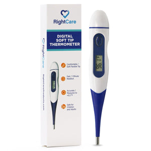 RightCare Digital Thermometer for Oral, Armpit, and Body Temperature with Flexible Soft Tip for Easy Fast Results, All Ages