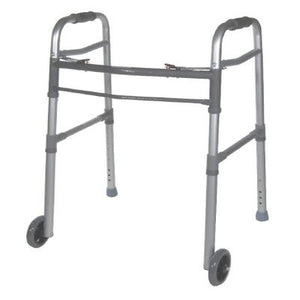 Drive Medical Universal (Adult/Junior) Folding Walker, Two Button with 5" Wheels