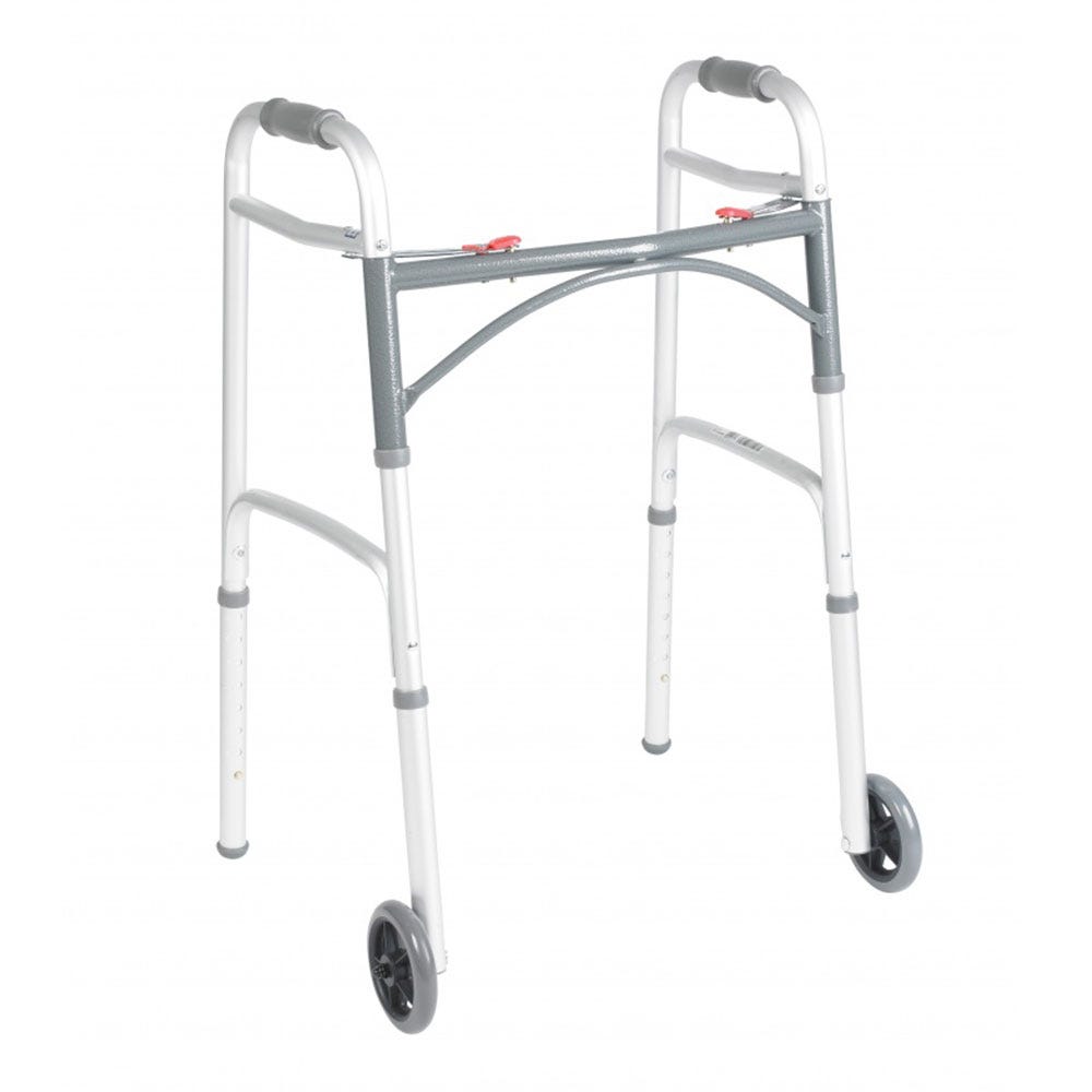 Drive Medical Deluxe Folding Walker Two Button with 5