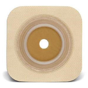 Natura Stomahesive Skin Barrier with Cut-to-Fit Opening & Tape Collar - Flexible, 4" x 4", Flange 1-3/4", Tan, Box of 10