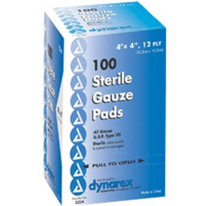 Dynarex Gauze Pad - 4" x 4", Box of 100, 12-Ply