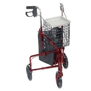 Drive Deluxe 3 Wheel Rollator Aluminum Red 3 Wheel
