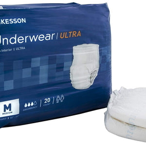 McKesson Ultra UWBMD Adult Absorbent Underwear Pull On Medium Disposable Heavy Absorbency, Pack of 20