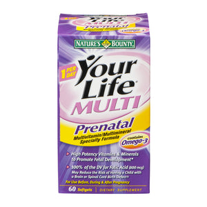 Natures Bounty 6434-Q Your Life Multi Pre-Natal Vitamin, Bottle of 60