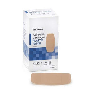 Mckesson 16-4825 Adhesive Bandage Strip 2 X 4 Inch Plastic Square Tan Sterile Box of 50