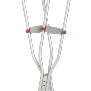 Guardian Red Dot Push-Button Auxiliary Crutches - Standard Adult, 44" to 52" L Adjustment Range, 5ft 1" to 5ft 9" Adjustable User Height, Latex - free