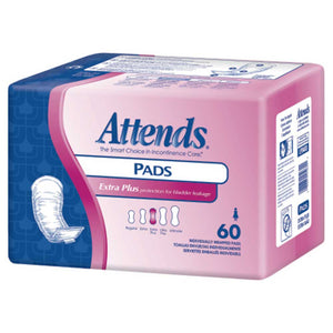 Attends Bladder Control Pad  12.5 Inch Length Moderate Absorbency Polymer Unisex Disposable Pack of 60