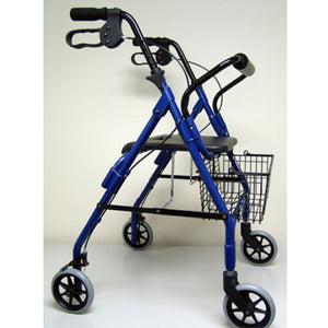 sunmark Econo 4 Wheel Rollator 32 to 37 Inch Blue Folding Aluminum, 1 Count