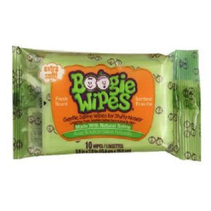Boogie Wipes Saline Nose Wipes - Travel Pack, Fresh Scent, Pack of 10