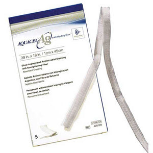 Aquacel AG Hydrofiber Wound Ribbon with Ionic Silver Dressing - 2/5" x 18"