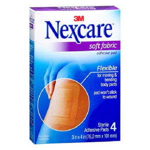 Nexcare SFP34 Soft Fabric Adhesive Gauze Pad, Pack of 4