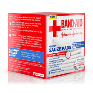 Band-Aid 111612600 First Aid Gauze Pads, Box of 25