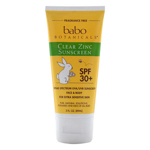 Babo Botanicals Clear Zinc Fragrance Free Sunscreen SPF 30, 3 oz