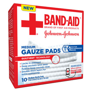 Band-Aid 111657000 First Aid Gauze Pad. Box of 10