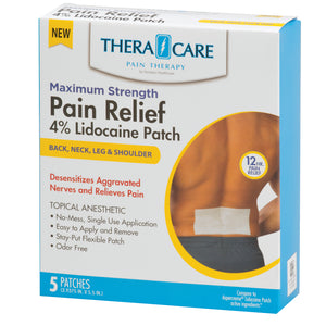 TheraCare Maximum Strength Pain Relief 4% Lidocaine Patch, White