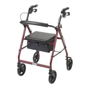 Drive Medical Rollator Walker with Fold Up and Removable Back Support and Padded Seat and 7 1/2" Casters - Blue, 300 lb. Weight Capacity