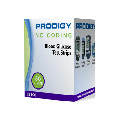 Prodigy No Coding Blood Glucose Test Strips, Box of 50