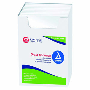Dynarex 4611 Drain Sponge Nonwoven Sterile, Box of 50
