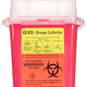 BD Phlebotomy Sharps Red Base Container with Vertical Entry Lid, 1.5 Quart